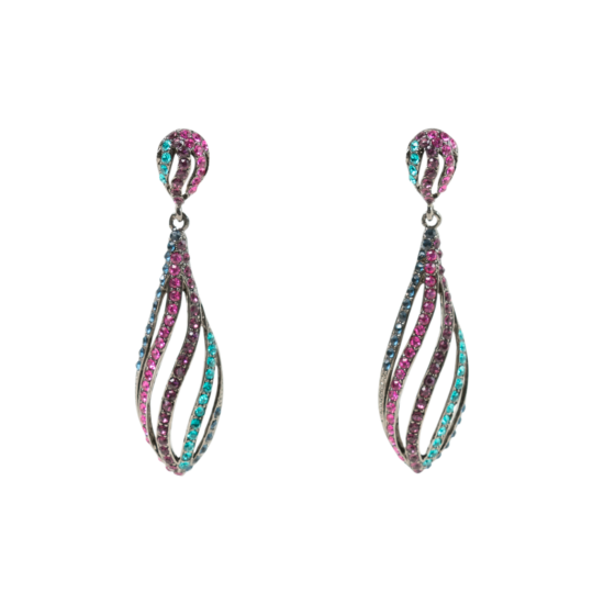 Multi Color Crystal Drop Earrings