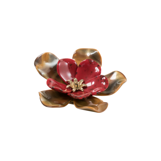 Red Acrylic Floral Brooch