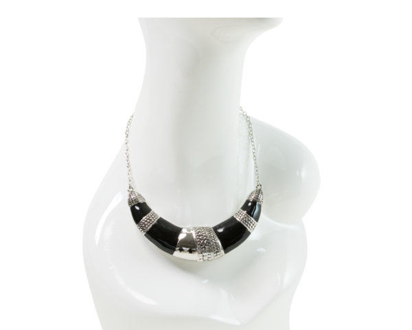 Black & Silver Crescent Necklace