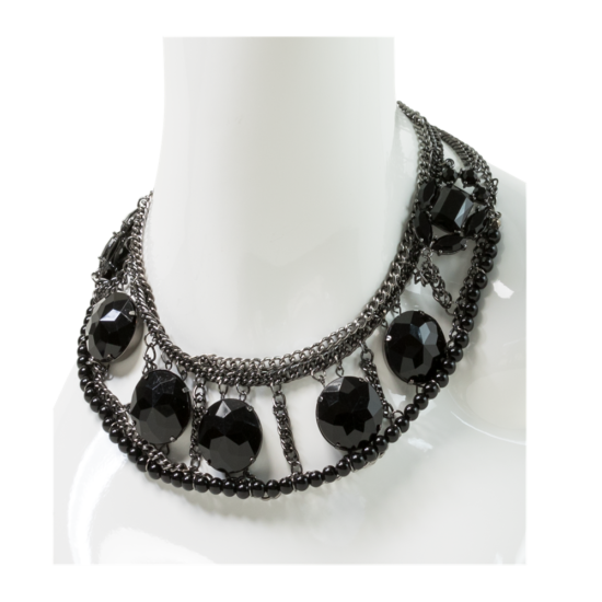 Round Gunmetal Jewel Collar Necklace